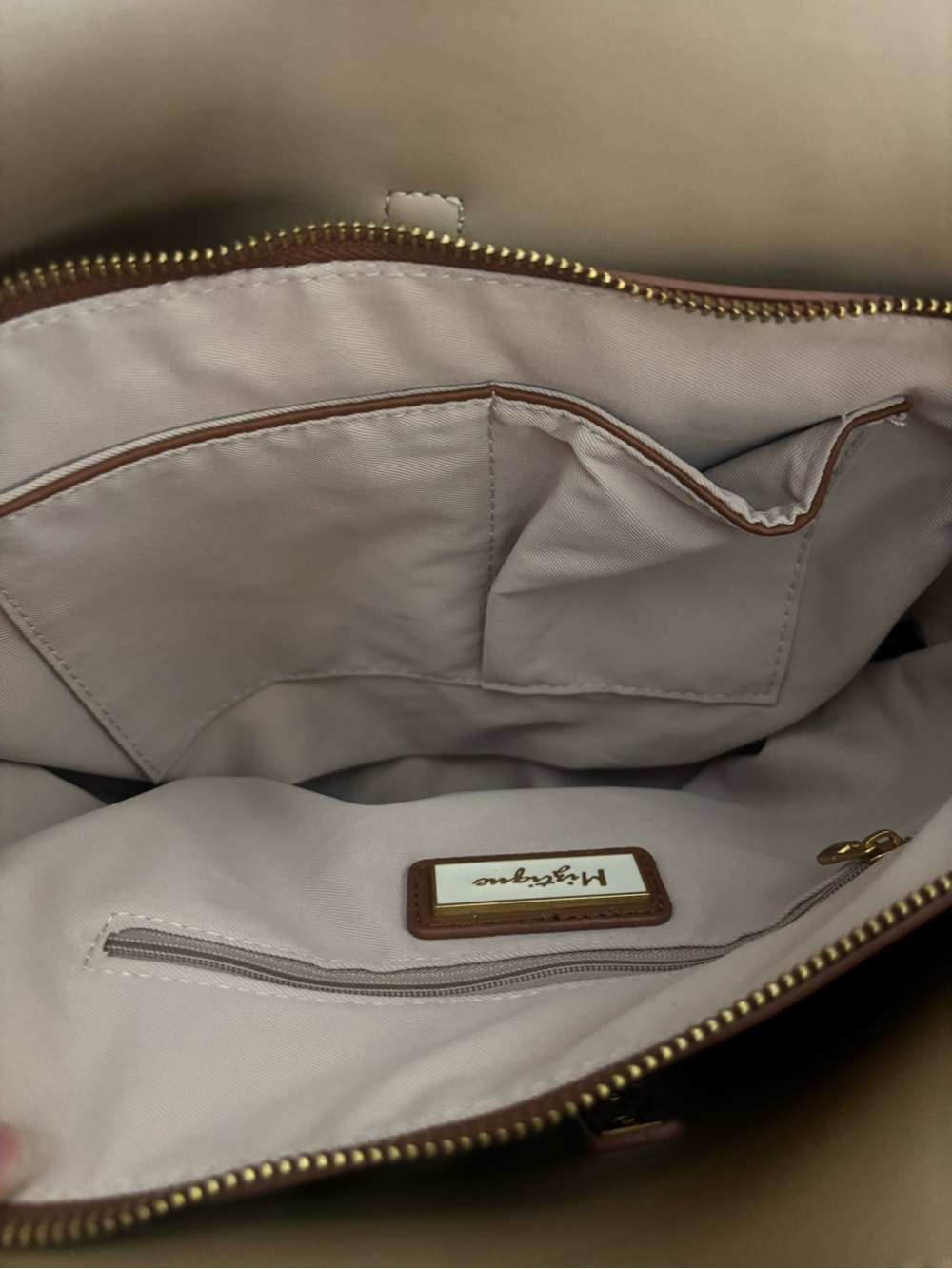 Miztique Brown Shoulder Tote with Gold Hardware - Picture 5 of 7